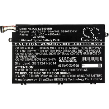 Cameron Sino Батерия за лаптоп LENOVO ThinkPad E14, ThinkPad E15, ThinkPad E480, ThinkPad E580 L17C3P51 LiPo 11.1V 4050 mAh (CS-LVE590NB)