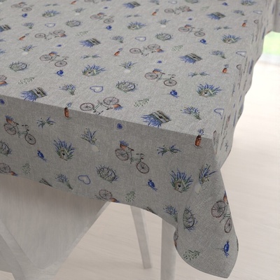 Biante Dekoračný obdĺžnikový obrus PML-097 Levandule a bicykle na sivom režnom 140x160 cm