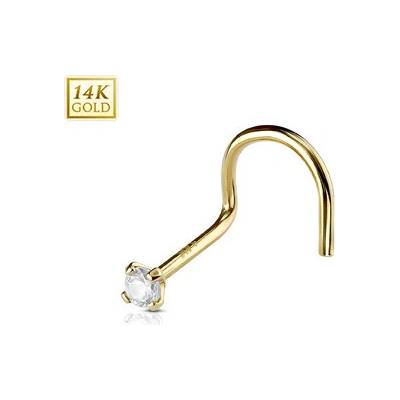 Šperky4U Zlatý piercing do nosu, čirý zirkon, Au 585/1000 ZL01290