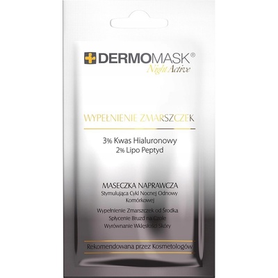 L'biotica DermoMask Night Active vyplňujúca maska proti hlbokým vráskam 3% Hyaluronic Acid 2% Lipo Peptyd 12 ml