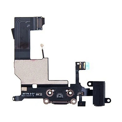 AppleMix Napájací a dátový konektor s flex káblom + audio jack konektor pre Apple iPhone 5 - čierny - kvalita A+