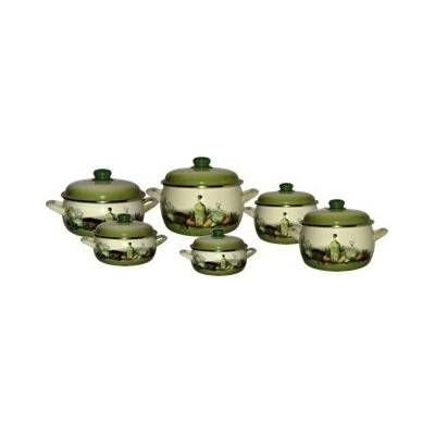 Metalac Zelené Olivy, smaltovaný hrnec s poklicí 14 cm, 1,5 l