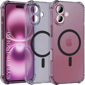 Techsuit Калъф за iPhone 16 Plus - Techsuit - Удароустойчив Clear Silicone MagSafe - Опушено Черен