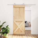 vidaXL Преплъзваща се врата 80 x 210 cm Естествено и бяло (3445039)