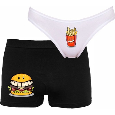 Bastard.cz Párové spodní prádlo Boxerky a kalhotky Fast Food Bílá Černá – Hledejceny.cz