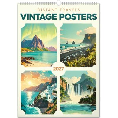 NOTIQUE Nástenný Vintage plagáty vzdialené kraje 33 x 46 cm 2027