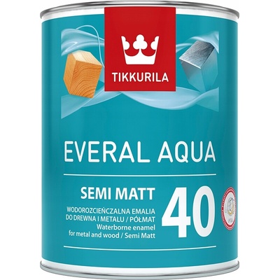 Tikkurila Everal Aqua Semi Matt 40 Baza A smalt na dřevo a kov polomat 0,9l