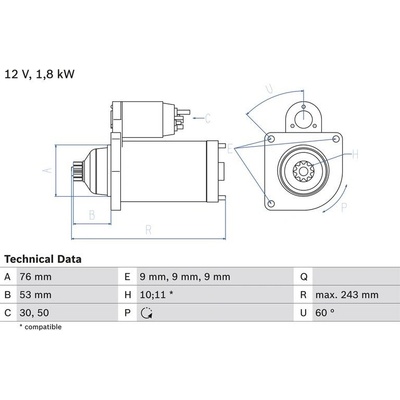 BOSCH 0 986 016 990 Startér (0986016990)