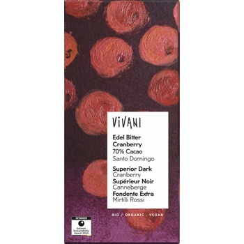 VIVANI Bio horká čokoláda s brusnicami 100 g
