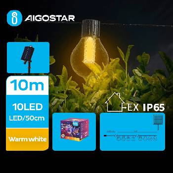 Aigostar - LED Solar декоративни лампички 10xLED/8 функции 10, 5 м IP65 топло бял (AI0956)