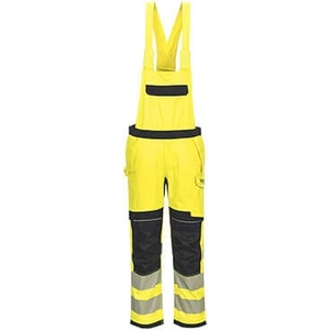 Portwest HI-VIS PW3 MODAFLAME FR420/ Огнеупорни Hi-VIS панталони с гащеризон - HV Жълти/Черни XL (FR420YBRXL)