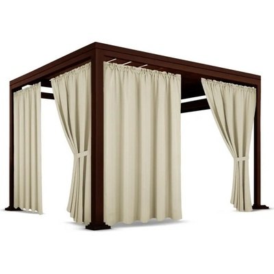 Nepremokavý terasový záves so zavesením na tunel so stuhou v béžovej farbe béžová Šírka 155 cm | Dĺžka 190 cm