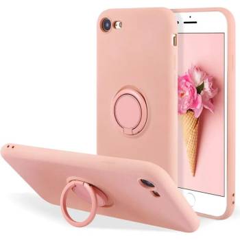 IPhone Кейс Vennus Silicone Ring за IPhone 7/8/SE 2020/SE 2022, Метален ринг, Защита около камерата, Бледо розов (3482)