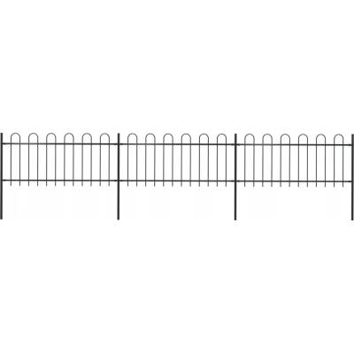 Zahradní plot s obloukem nahoře ocelový 537 x 80 cm černý Černý 277649