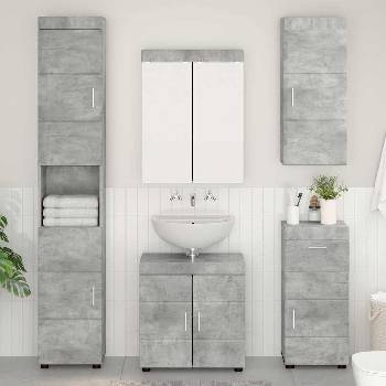 vidaXL Комплект мебели за баня TULUM 5 pcs Циментено сиво (3398057)