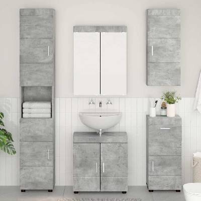 vidaXL Комплект мебели за баня TULUM 5 pcs Циментено сиво (3398057)