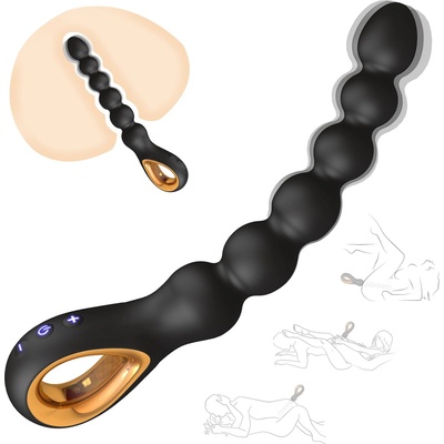 SuperLove Flexible Vibrating Silicone Anal Beads Black