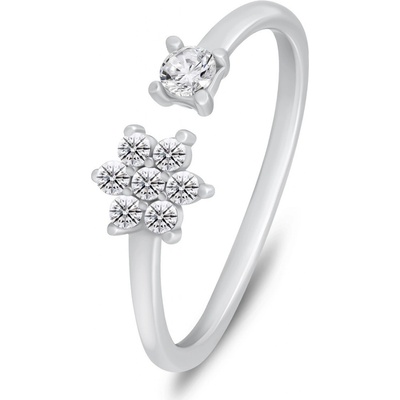 Brilio Silver stříbrný otevřený prsten se zirkony RI073W