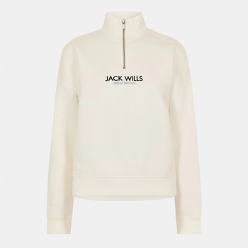 Jack Wills Дамска блуза Jack Wills Honeylane Half Zip Sweatshirt Womens - Vintage White