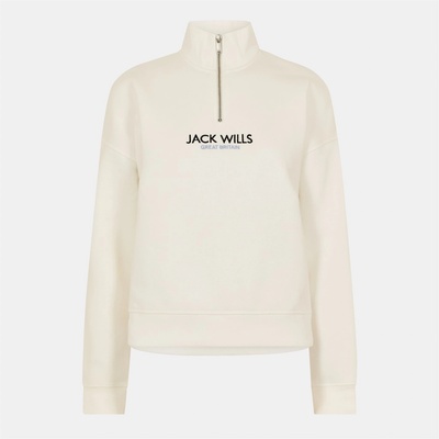 Jack Wills Дамска блуза Jack Wills Honeylane Half Zip Sweatshirt Womens - Vintage White