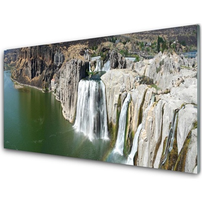 Obraz na skle Vodopád Jezero Krajina 100x50 cm