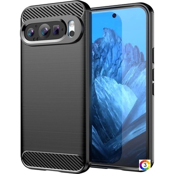 Google Pixel 9 Pro / Pixel 9 Удароустойчив Carbon Fiber Калъф и Протектор