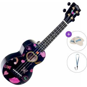 Mahalo Heart Basic SET Heart Black Сопрано укулеле (MA1HE-BK-BASIC-SET)