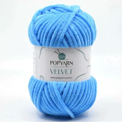POPYARN Pletací příze Velvet B019 - modrá