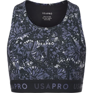USA Pro Детска къса блуза USA Pro Fitness Crop Top Junior Girls - Black Butterfly