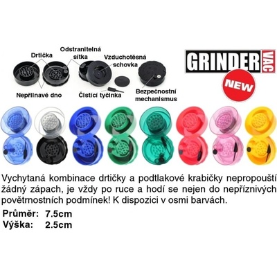 GrinderVac podtlaková přenoska s drtičkou různé barvy