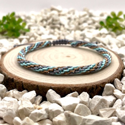 Certom Vícebarevný náramek přátelství - hnědá, šedá, modrá 0246