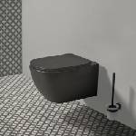 Ideal Standard Комплект за окачена тоалетна чиния Ideal Standard Tesi Aquablade с тънък капак с плавно затваряне, матово черно, Silk Black (T0079V3+T3527V3)