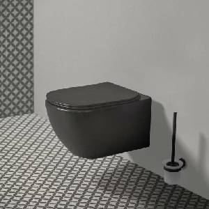 Ideal Standard Комплект за окачена тоалетна чиния Ideal Standard Tesi Aquablade с тънък капак с плавно затваряне, матово черно, Silk Black (T0079V3+T3527V3)