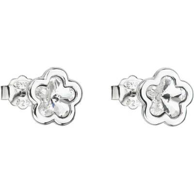 Pavona Stříbrné náušnice pecka s krystaly Swarovski bílá kytička 31255.1