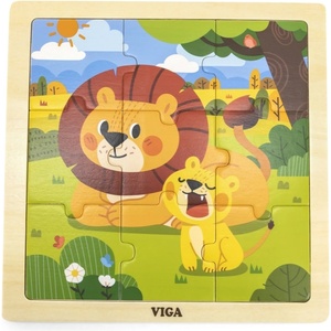 Viga Toys Дървен пъзел Viga Toys - Лъв с лъвче, 9 части (44627) - ozone