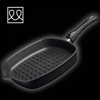 AMT 28 х 28 индукционен квадратен грил - тиган AMT Gastroguss с мобилна дръжка (AMTIE285BBQZ20B)