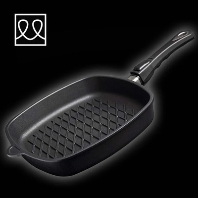 AMT 28 х 28 индукционен квадратен грил - тиган AMT Gastroguss с мобилна дръжка (AMTIE285BBQZ20B)