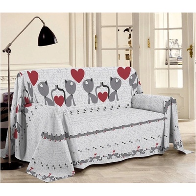 Made in Italy Prikrývka na gauč Pléd Piquet Mačiatka šedá Šedá 260x280