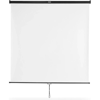 Hama Екран за стена Roll-up, 175 x 175 cm; 1: 1, мобилен, за таван или стенен монтаж, бял (HAMA-21576)