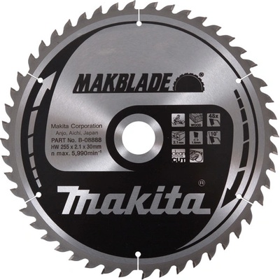 Makita Pilový kotouč na dřevo B-08888 MAKBLADE, 255x30mm, 48 zubů, do pokosové, stolní a ponorné kotoučové pily