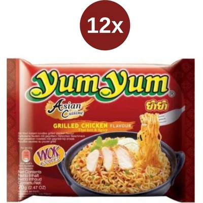 Yum Yum nudle smažené s příchutí grilovaného kuřete 12 x 70 g