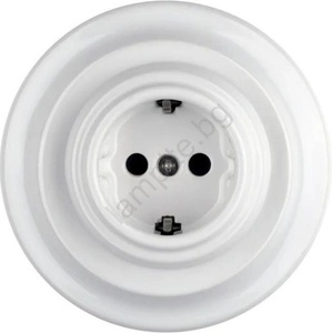 Bohemia-Design - Порцеланова ретро домашна контактна розетка с рамка SCHUKO 250V/16A бяла (BF0024)