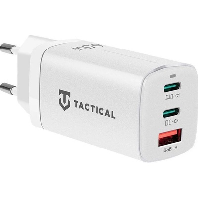 Tactical Захранване за ел. мрежа за лаптопи, смартфони и таблети с USB-A и 2xUSB-C изходи с технология за бързо зареждане - Tactical FlashBang GaN Fast Charger 65W (бял) (57983112849)