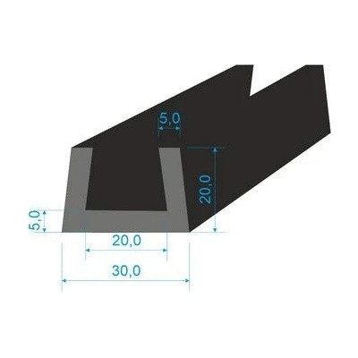 00535022 Pryžový profil tvaru "U", 20x30/20mm, 70°Sh, EPDM, -40°C/+100°C, černý | Zboží Auto