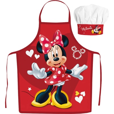 Javoli Dětská zástěra s čepicí Minnie Mouse Red Hearts