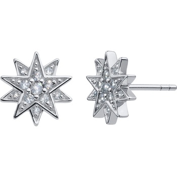 CrysTalp strieborné náušnice Hviezda s kryštálmi Sisy 42134.S