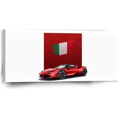 Sablio Obraz Ferrari Talianska vlajka na červenom bloku - 110x50 cm