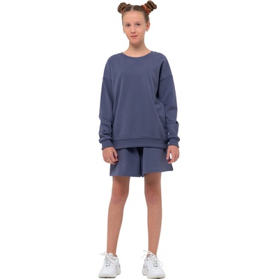 Winkiki Kids Wear dívčí sportovní tepláková souprava (mikina + kraťasy) grafitová