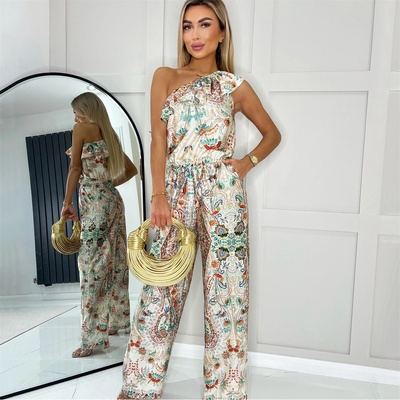 AX Paris Multi Paisley Printed One Shoulder Jumpsuit - Multi