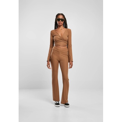 Urban Classics Дамска блуза в бежов цвят Urban Classics Rib Wrapped LongsleeveUB-TB5067-01279 - Бежов, размер XXL